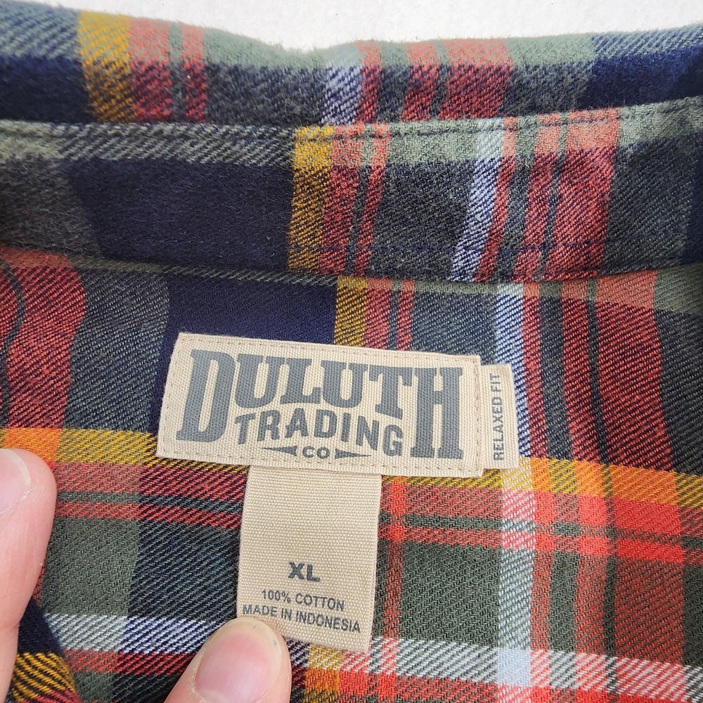 Duluth Trading Co Mens XL Plaid Flannel Shirt Long Sleeve Workwear Button Up - Picture 5 of 9